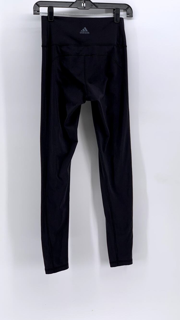 ADIDAS Women's Black Solid Climalite High-Rise Ankle Leggings SZ S